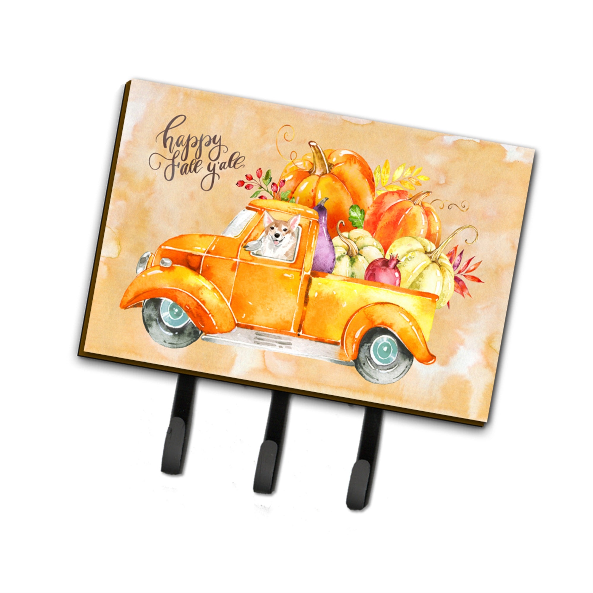 Caroline'S Treasures Fall Harvest Corgi Leash Or Key Holder Hooks, Multicolor